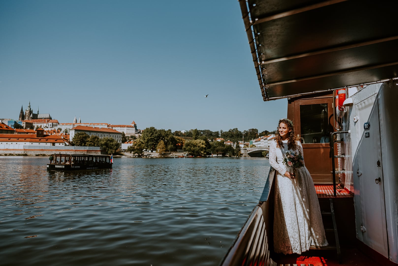 Wedding setup on a boat