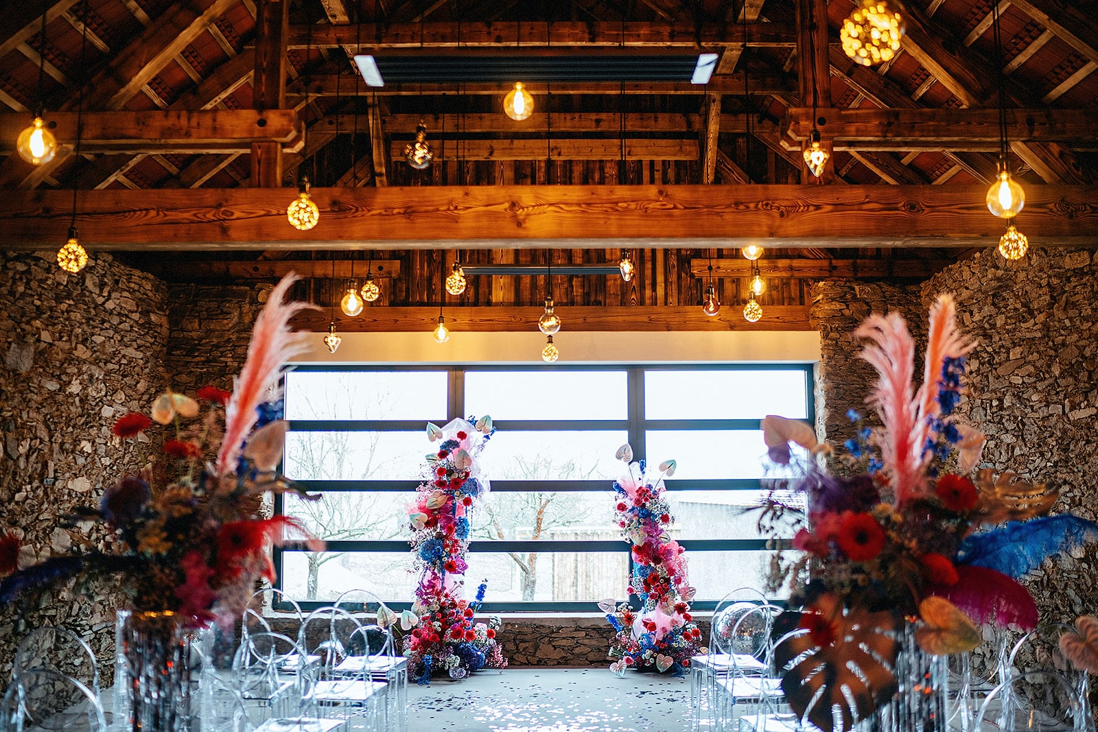 Wedding couple at venue