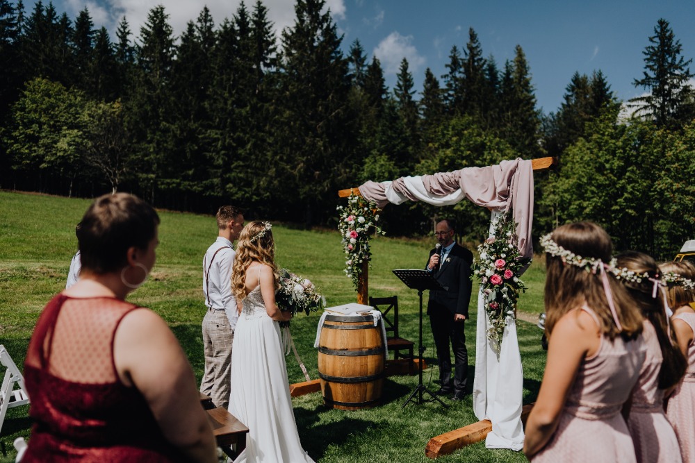 Wedding ceremony setup in Beskydy