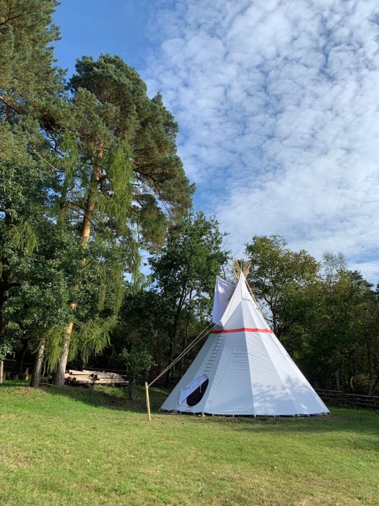Tipi accommodation view