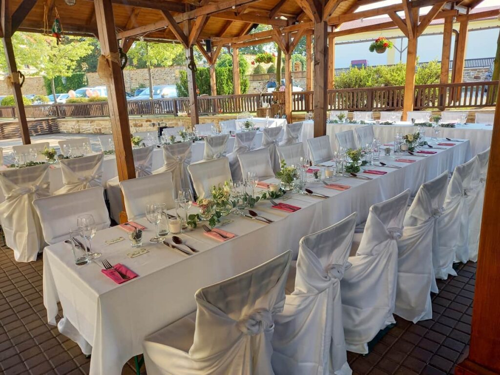 Wedding ceremony setup on terrace