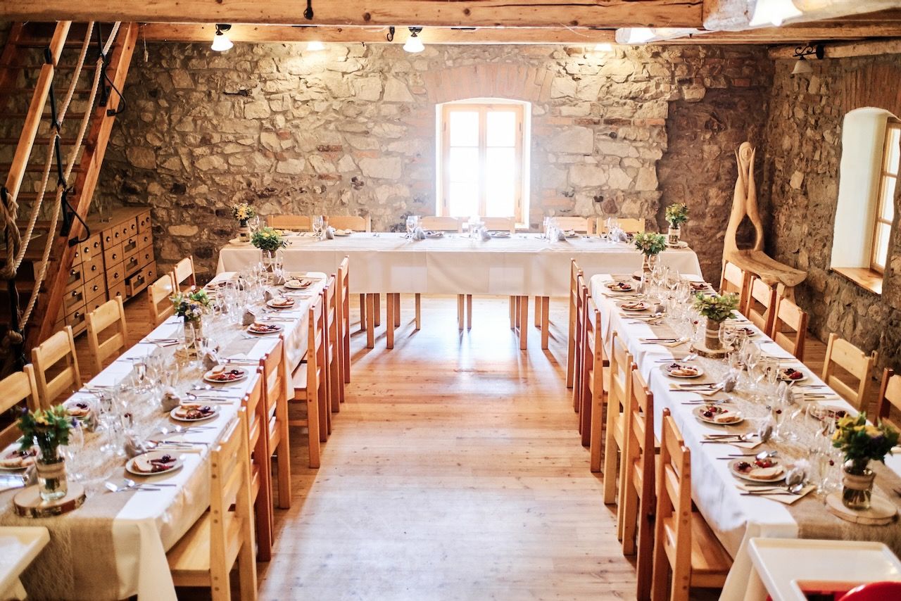 Outdoor wedding setup