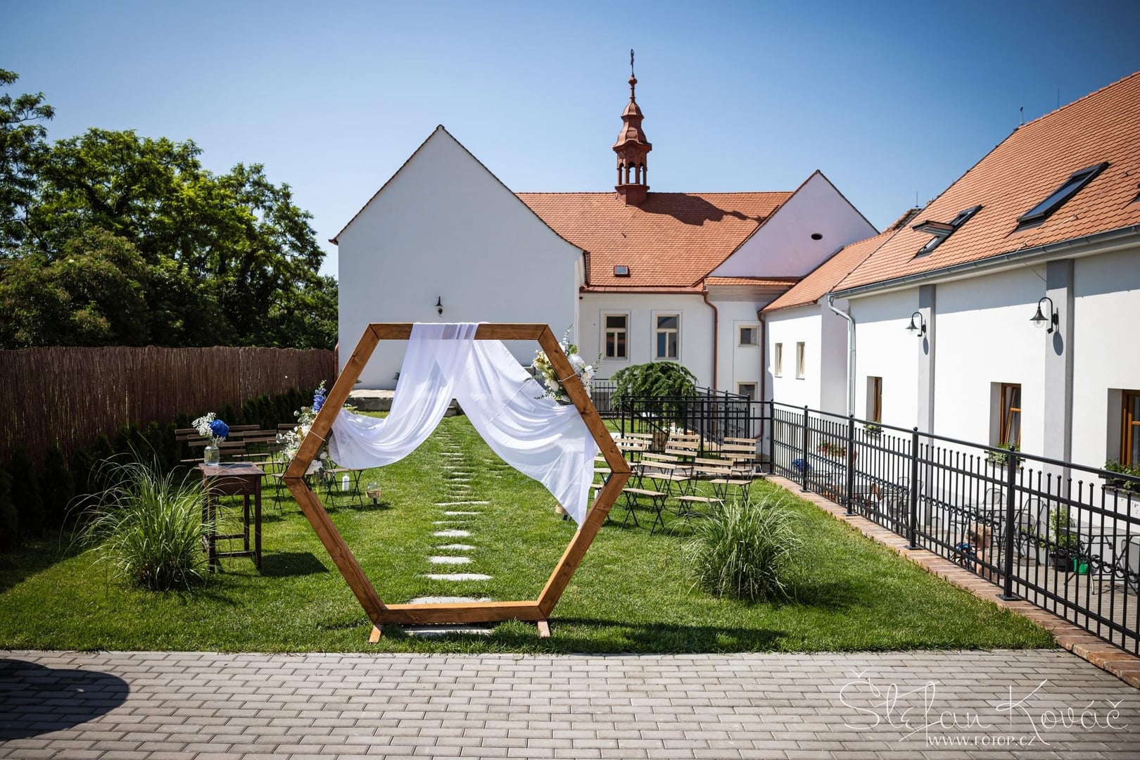 Wedding ceremony setup at Stará Radnice