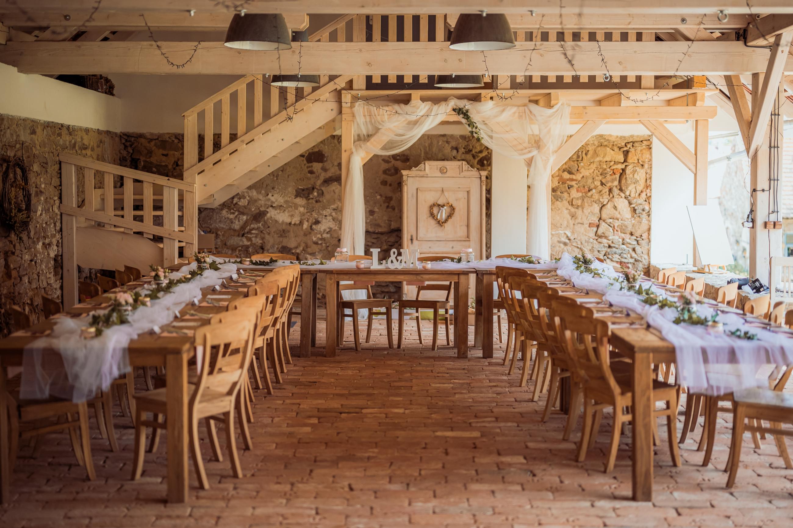 Wedding setup at Ořechový dvůr